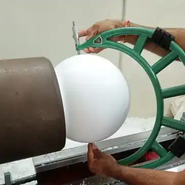 Large PTFE ball diameter inspection with outside micrometer
